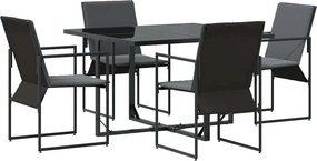 vidaXL Σέτ φαγητού για κήπο 5 pcs Μαύρο Ατσάλι