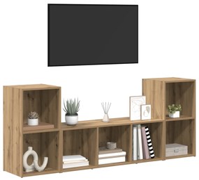 vidaXL Ντουλάπι TV 3 pcs Καφέ 107 x 35 x 37 cm Επεξεργασμένο ξύλο