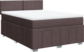 vidaXL Κρεβάτι Boxspring με Στρώμα Σκούρο Καφέ 140x200 εκ Υφασμάτινο