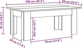 vidaXL Τραπεζάκι Σαλονιού Μαύρο 100 x 60 x 42 εκ. από Επεξ. Ξύλο