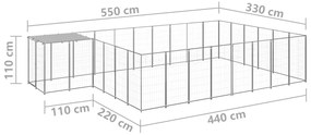 vidaXL Σπιτάκι Σκύλου Ασημί 15,73 μ² Ατσάλινο