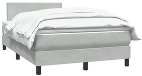 vidaXL Κρεβάτι Boxspring με Στρώμα Ανοιχτό Γκρι 120x210 εκ. Βελούδινο