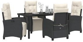 vidaXL Σέτ φαγητού για κήπο 5 pcs Μαύρο συνθετικό ρατάν
