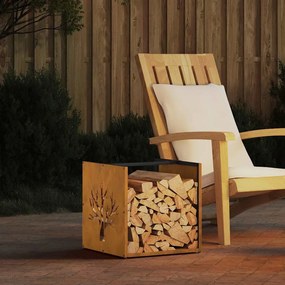 vidaXL Ράφι για καυσόξυλα 40x40x40 cm Ατσάλι σκληρυθέν στον αέρα