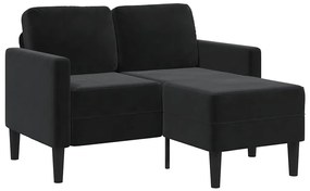 vidaXL Διθέσιος Καναπές με Σεζλόνγκ σε Σχήμα L Μαύρος Βελούδος 125 εκ.