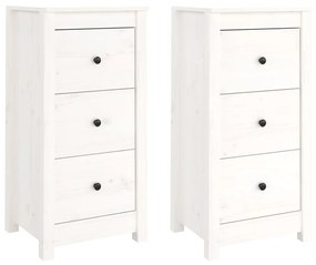 vidaXL Συρταριέρες 2 τεμ. Λευκό 40 x 35 x 80 εκ. από Μασίφ Ξύλο Πεύκου