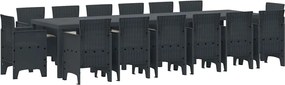 vidaXL Σέτ φαγητού για κήπο 15 pcs Ανθρακί Rattan Polt