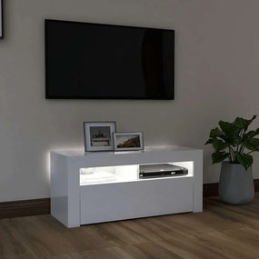 vidaXL Έπιπλο Τηλεόρασης με LED Γυαλιστερό Λευκό 90x35x40 εκ.