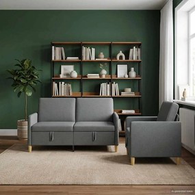 vidaXL Σαλονάκι Σετ Με Αποθηκευτικό Χώρο 2 pcs Σκούρο Γκρι Πολυεστέρας