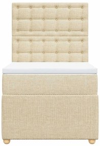 vidaXL Κρεβάτι Boxspring με Στρώμα Κρεμ 80 x 200 εκ. Υφασμάτινο