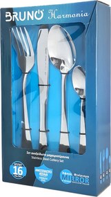 BRUNO σετ μαχαιροπίρουνα ανοξείδωτα Harmonia, ασημί, 16τμχ