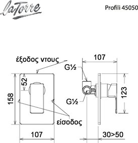 La Torre Profili Plus 45051 Chrome - Μίκτης εντοιχισμού 1 εξόδου