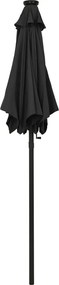 vidaXL Ομπρέλα Κήπου με LED Μαύρη 200 x 211 εκ. Αλουμινίου