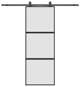 Συρόμενη πόρτα με σετ υλικού Μαύρο 76x205 cm γυαλί μετριασμένο - Μαύρο