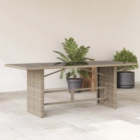 Τραπέζι Κήπου με Γυάλινη Επιφάνεια Αν. Γκρι 190x80x74 εκ Ρατάν