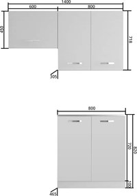 Κουζίνα Charlotte Σετ 140 Χρυσό Δρυς-Γραφίτη