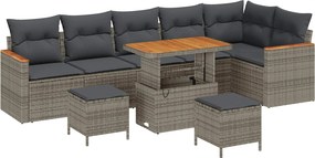 vidaXL Σετ Καναπέ Κήπου 9 pcs Γκρι συνθετικό ρατάν