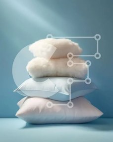 Intra Συλλεκτικό Ξύλινο Παζλ Plywood 4mm - Όμορφη εικόνα μιας στοίβας μαξιλαριών σε μπλε φόντο Σε Ξύλινο Κουτί - Διαστάσεις Puzzle: 10x10 cm – 25 κομμάτια