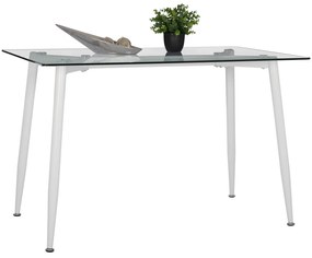 DINING TABLE WHITE METAL LEGS -GLASS  120X70X75H