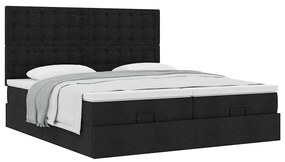 vidaXL Οθωμανικό κρεβάτι με στρώματα Μαύρο 180x200cm Ύφασμα
