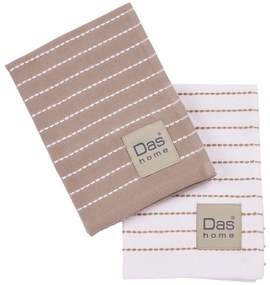 Ποτηρόπανο Σετ 2τμχ Βαμβακερό 30x50εκ. Kitchen 0825 Taupe-White Das Home