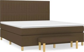 vidaXL Κρεβάτι Boxspring με Στρώμα Σκούρο Καφέ 180x200 εκ Υφασμάτινο