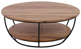 Τραπέζι Σαλονιού ROY Φ90x35cm Ακακία Φυσικό/Μετ.Μαύρο