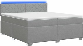 vidaXL Κρεβάτι Box Spring με Στρώμα και LED Ανοιχτό γκρι 200 x 200 cm