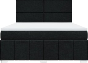 vidaXL Κρεβάτι Boxspring με Στρώμα Μαύρο 180x200 εκ. Υφασμάτινο