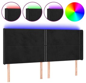 Κεφαλάρι Κρεβατιού LED Μαύρο 183x16x118/128 εκ. Βελούδινο 3123970