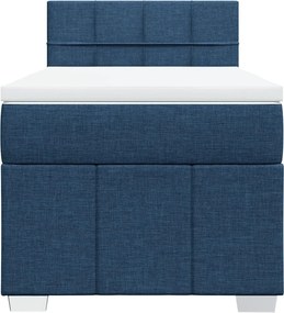 vidaXL Κρεβάτι Boxspring με Στρώμα Μπλε 90x200 εκ.Υφασμάτινο