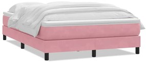 Κρεβάτι Boxspring με Στρώμα Ροζ 160x210 εκ. Βελούδινο - Ροζ