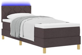 vidaXL Κρεβάτι με Σηκωμένο Στρώμα & LED Σκούρο Καφέ 80x200 εκ Ύφασμα