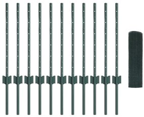 vidaXL Σετ Φράχτη με Κοτότσι Πράσινο 25 x 0.5 μ PVC, Μέταλλο