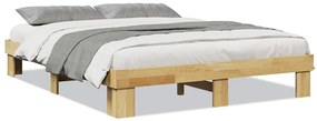 vidaXL Πλαίσιο κρεβατιού χωρίς στρώμα 135x190 cm μασίφ ξύλο δρυς