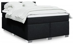 vidaXL Κρεβάτι Boxspring με Στρώμα Μαύρο 140x200 εκ. Υφασμάτινο