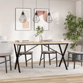 vidaXL Τραπέζι Τραπεζαρίας Πλαίσιο X Μασίφ Πεύκο/Ατσάλι