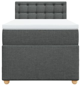 vidaXL Κρεβάτι Boxspring με Στρώμα Σκούρο Γκρι 90x190 εκ. Υφασμάτινο