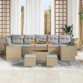 vidaXL Σετ Καναπέ Κήπου 10 pcs Μπεζ, Ανοιχτό Γκρι 90 x 55 x 71 cm
