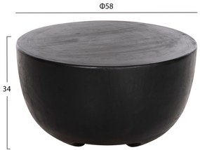 Τραπέζι Βοηθητικό Pompu Μαύρο Μασίφ Ξύλο Suar Φ58x34Υεκ.