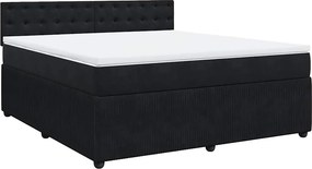 vidaXL Κρεβάτι Boxspring με Στρώμα Μαύρο 180x200 εκ. Βελούδινο