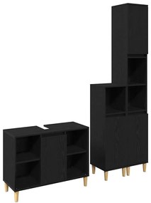 vidaXL Σετ Επίπλων Μπάνιου με αποθήκευση 3 pcs Μαύρο 60 x 30 x 60 cm