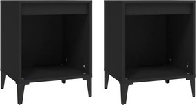 vidaXL Κομοδίνα 2 τεμ. Μαύρα 40 x 35 x 50 εκ.