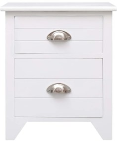 vidaXL Κομοδίνο Λευκό 38 x 28 x 45 εκ. από Ξύλο Παυλώνιας