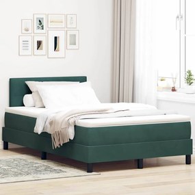 vidaXL Κρεβάτι Box Spring με Στρώμα Σκούρο Πράσινο 120x200 εκ. Βελούδο