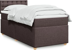 vidaXL Κρεβάτι Boxspring με Στρώμα Σκούρο Καφέ 90x200 εκ. Υφασμάτινο