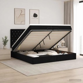 vidaXL Κρεβάτι Ottoman με στρώμα Μαύρο 200 x 200 cm Βελούδο