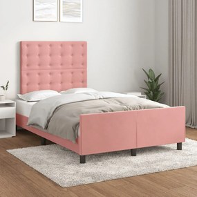 Πλαίσιο Κρεβατιού με Κεφαλάρι Ροζ 120x200 εκ. Βελούδινο