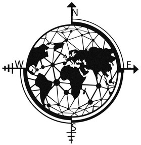 Διακοσμητικό Τοίχου World Map 279ENZ1820 49x50cm Black Wallity Metal