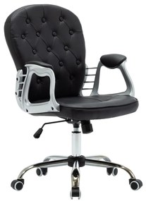 vidaXL Καρέκλα Γραφείου Περιστρεφόμενη Μαύρη από Συνθετικό Δέρμα